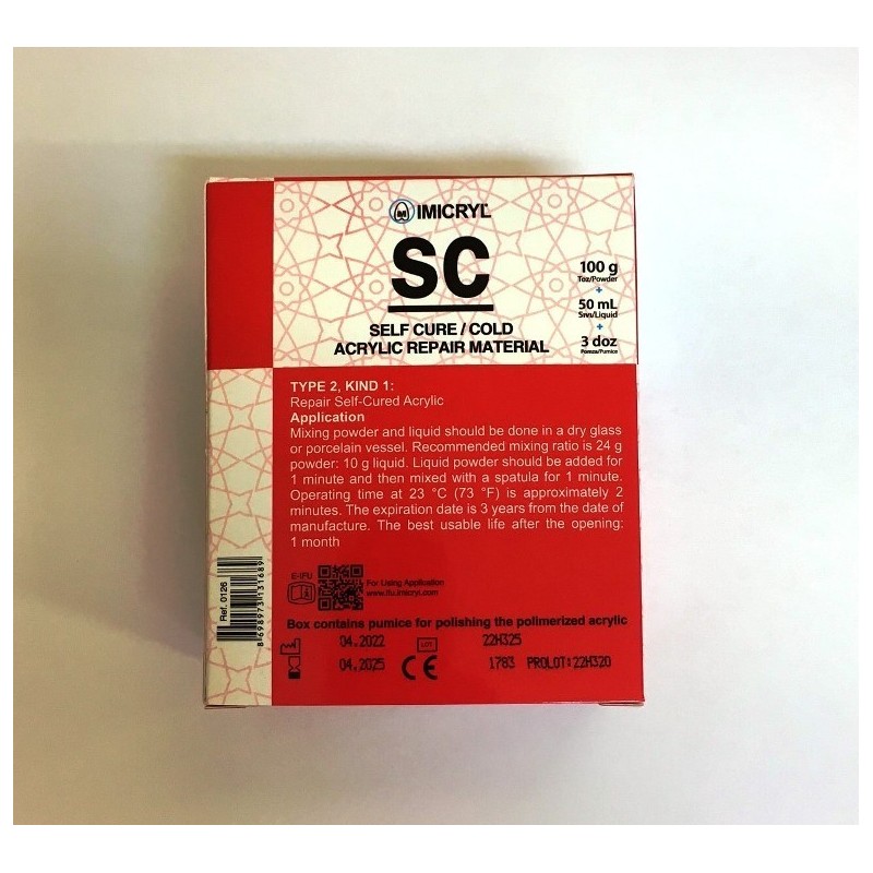 Acrylic resin for dentures repair. self cure - Set 100 g/50 ml Acrylic resin for dentures repair. self cure - Set 100 g/50 ml