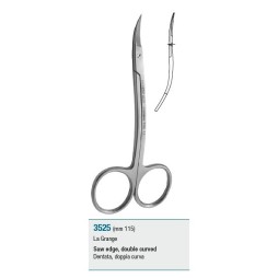 Surgical scissors double curved, saw edge "La Grange" - 115 mm