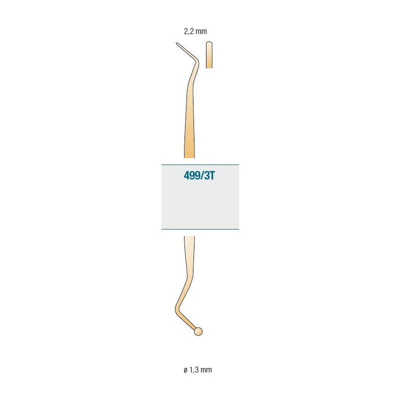 Titanium coated modelling instrument ball with reversed spatula - ø 1,3 / 2,2 mm