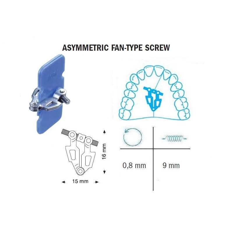 Asymmetric fan type screw, 9 mm (Leone)