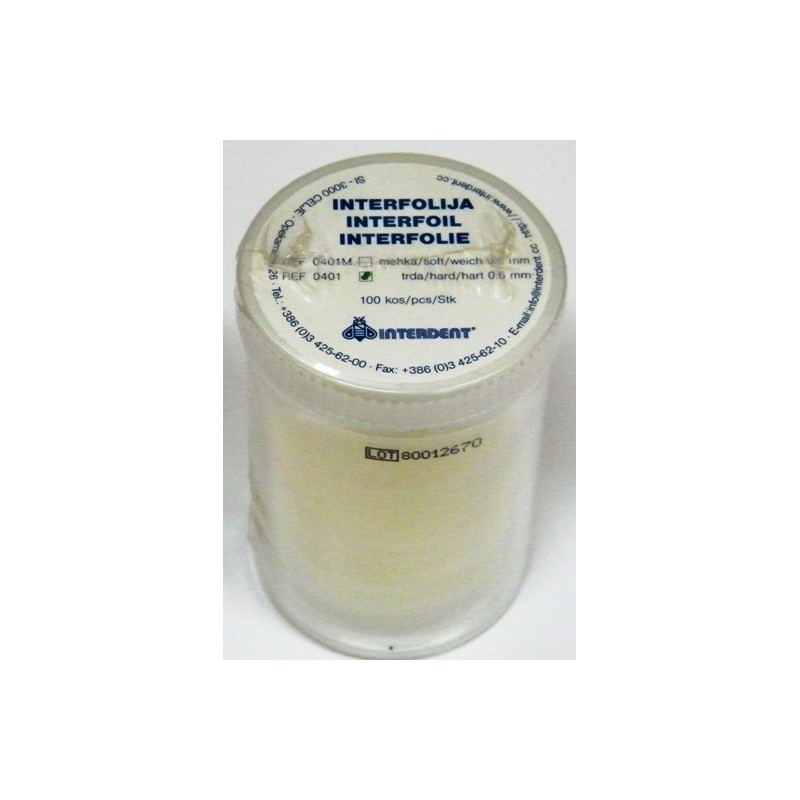 Main foil "Interfoil" 0.6 mm (ø 42 mm) - box of 100 pcs.