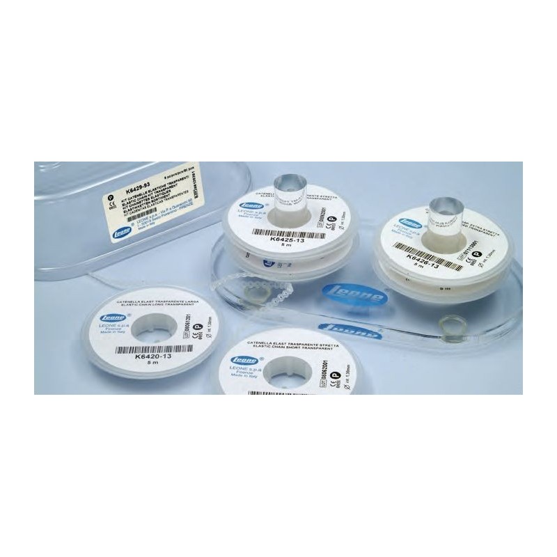 Elastic chain for orthodontic ligatures.