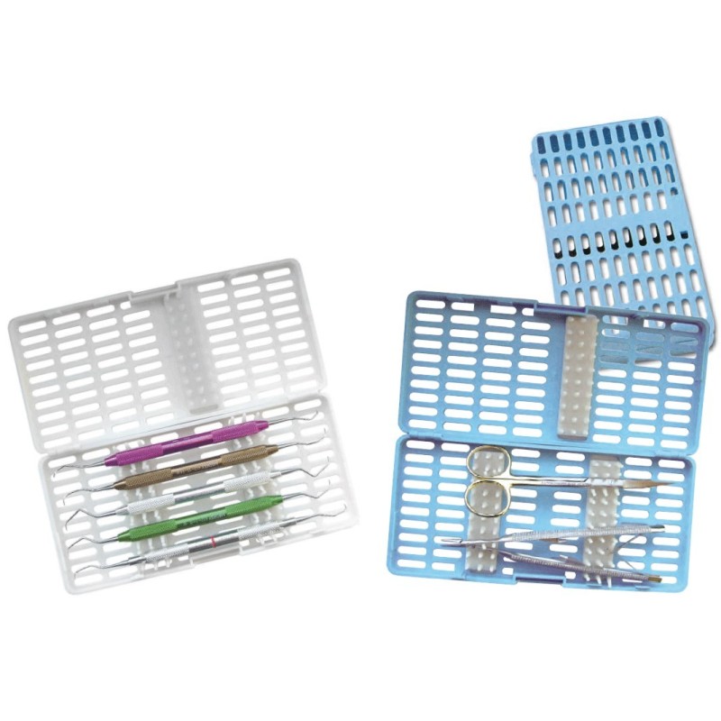 Plastic perforated tray for instruments.