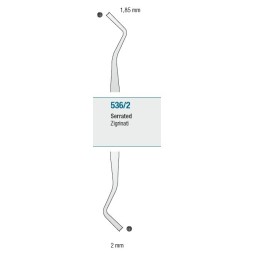 Burnisher for amalgam, serrated cylinder.