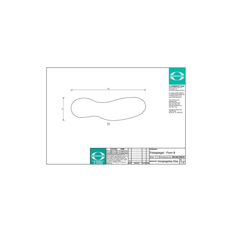 Rhodium double-sided mirror for dental photography (curved, lateral) - (47x153)mm Rhodium double-sided mirror for dental photography (curved, lateral) - (47x153)mm