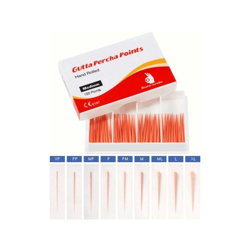 Gutta Percha Accessory points* Sure Regular type (XXF to XL) - box of 100 pcs.