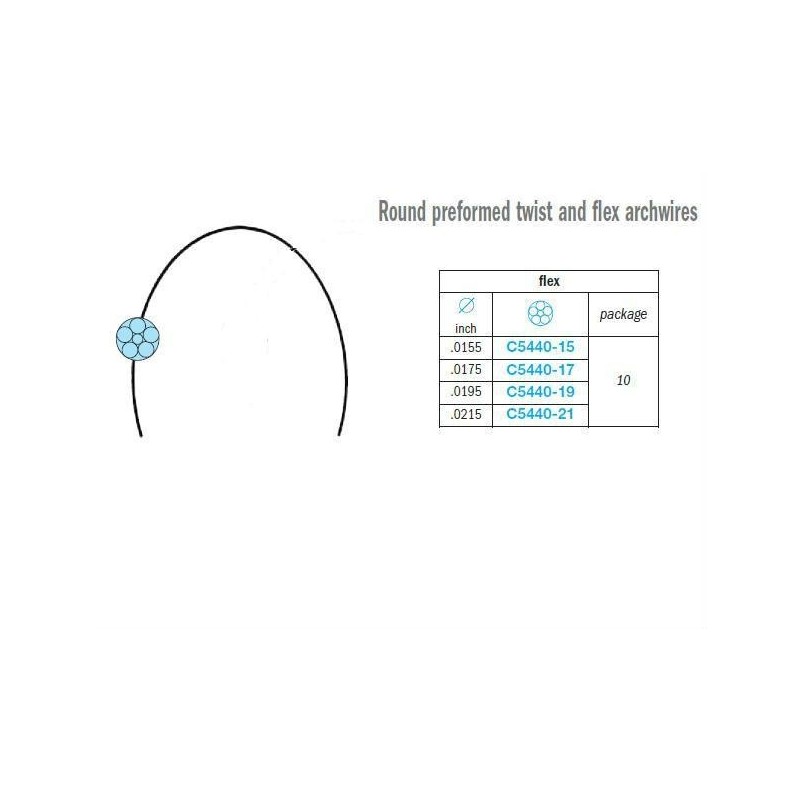 Round preformed flex (6 wired) stainless archwire