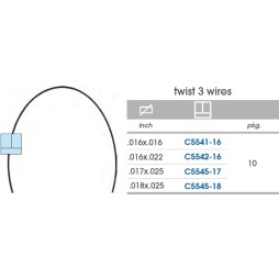 Rectangular 3-core twist preformed archwire, stainless steel