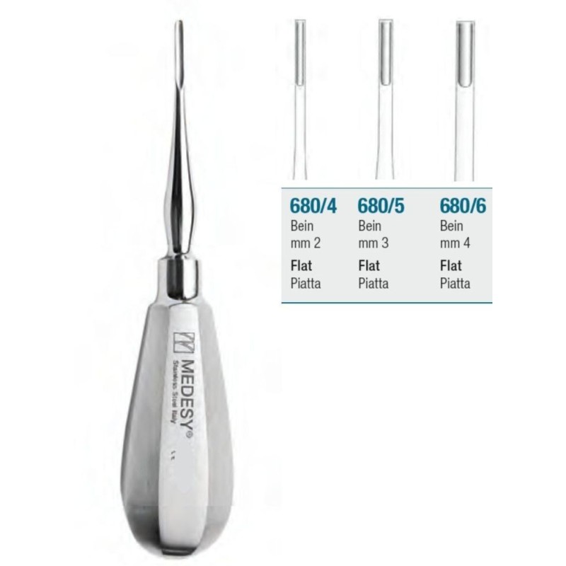 Root elevator straight, flat tip "Bein" - 2 mm