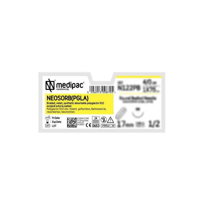 Хирургична игла 1/2 (17 мм / кръгло сечение) с резорбируем конец "Neosorb" (75см) Хирургична игла 1/2 (17 мм / кръгло сечение) с резорбируем конец "Neosorb" (75см)