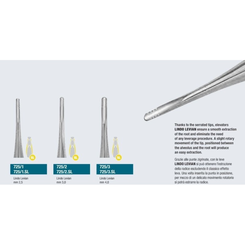 Root elevator - serrated tip "Lindo Levian"