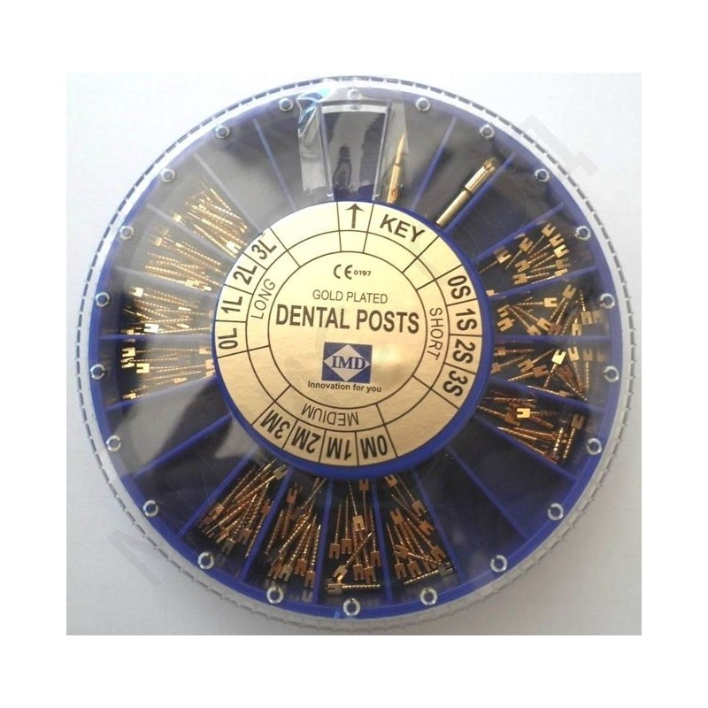Gold-Plated Dental posts * Assorted box (120 pcs. + 2 keys)