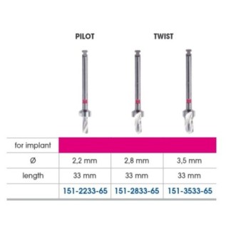 Pilot drill for short implant 6,5 mm (depth stop)