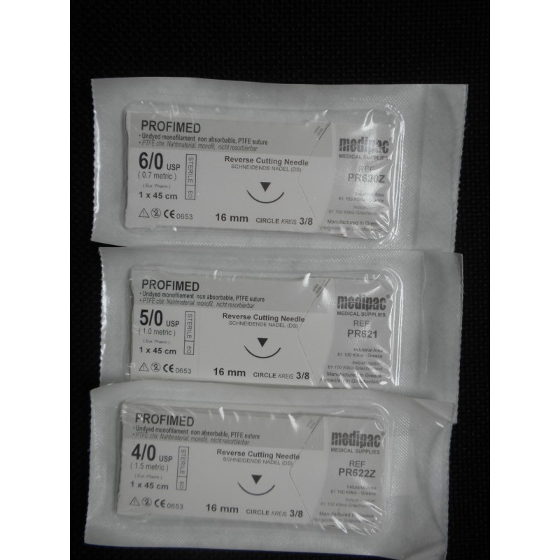 Surgical needle 3/8 (16 mm) with PTFE suture "Profimed" (45 cm)