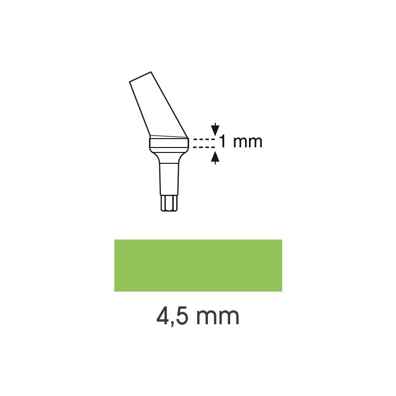 Pre-inclined 25° abutment, large platform Pre-inclined 25° abutment, large platform