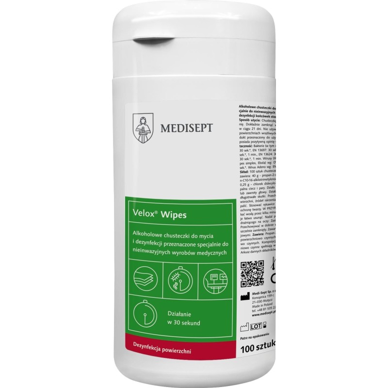 Surface disinfection wipes "VELOX WIPES BOX" - box 100 pcs.