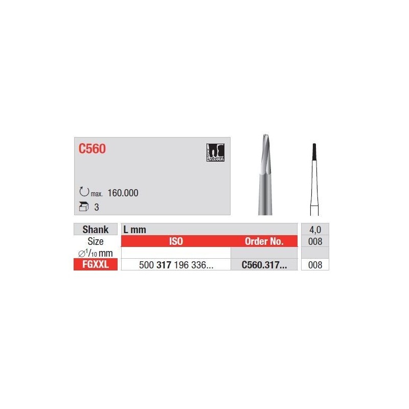 TC surgical turbine bur for peri-implantitis, FGXL length