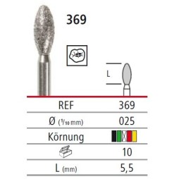 Diamond bur - big flame 369, turbine FG