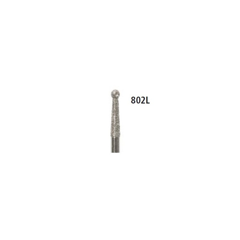 Diamond bur - ball with long addition 802L, turbine FG