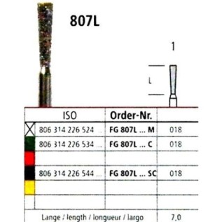 Diamond bur - long inverted cone 807L, turbine FG