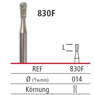 Diamond bur - pear 830F, turbine FG