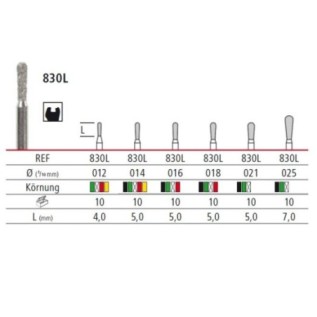 Diamond bur - long pear 830L, turbine FG