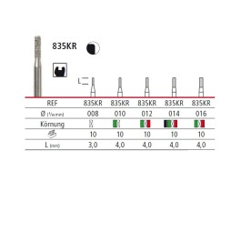 Diamond bur - short cylinder, round edge 835KR, turbine FG