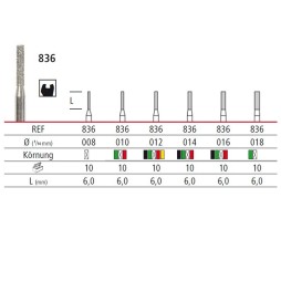 Diamond bur - cylinder 836, turbine FG