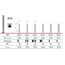 Diamond bur - cylinder long 837L, turbine FG