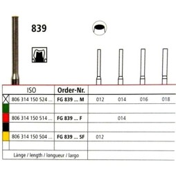 Diamond bur - cylinder active end 839, turbine FG