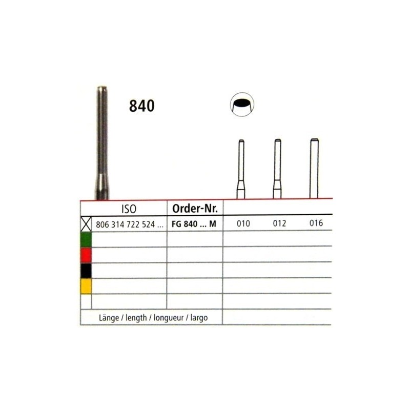 Diamond bur - cylinder active end 840, turbine FG