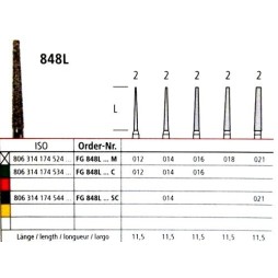Диамантен борер - дълъг пресечен конус 848L, турбинен