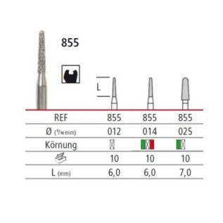 Diamond bur - cone round end 855, turbine FG