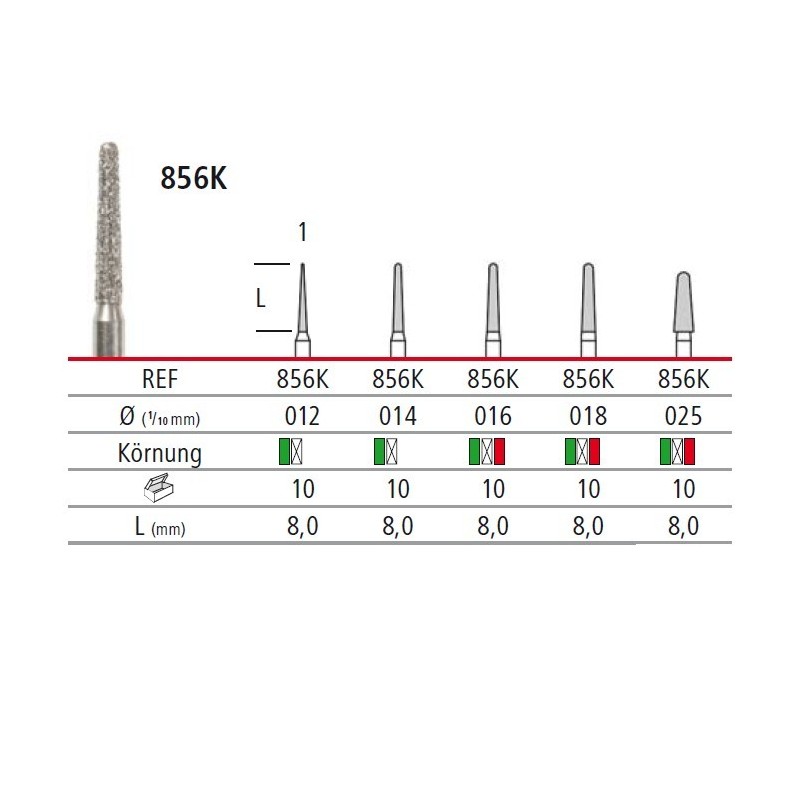 Diamond bur - cone round end 856K, turbine FG