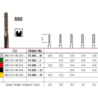 Diamond bur - cylinder round end 880, turbine FG