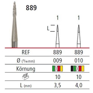 Diamond bur - flame 889, turbine FG