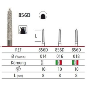 Diamond bur - cone with guide pin 856D, turbine FG