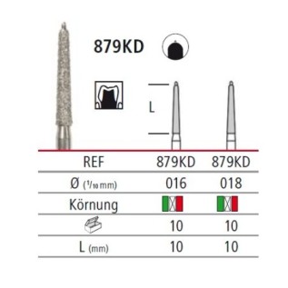 Diamond bur - cone with guide pin 879KD, turbinbe FG