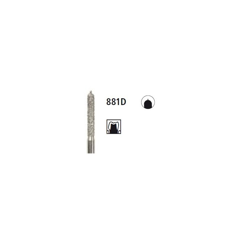 Diamond bur - cylinder with guide pin 881D, turbine FG