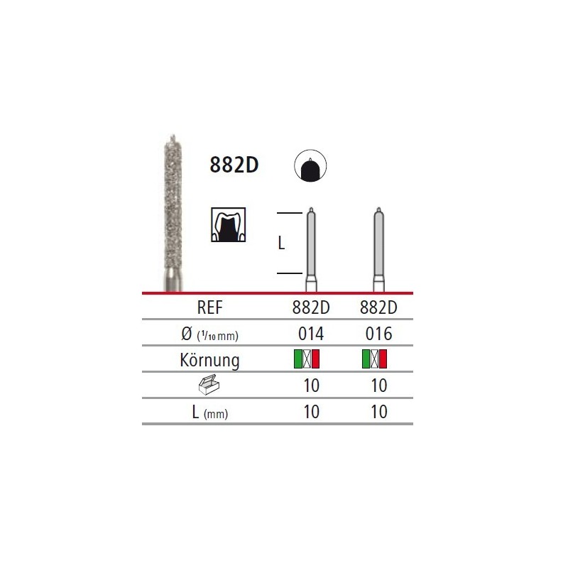 Diamond bur - cylinder with guide pin 882D, turbine FG