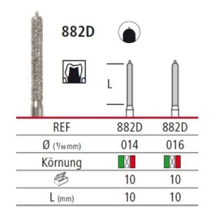 Diamond bur - cylinder with guide pin 882D, turbine FG