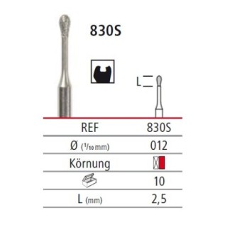 Diamond bur for micropreparation - inverted pear 830RS, turbine FG