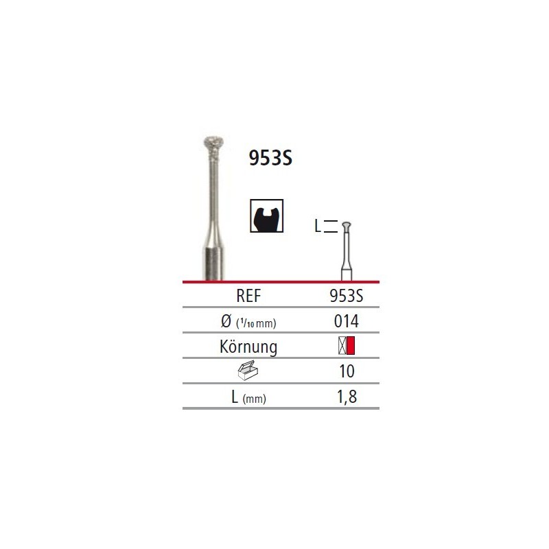 Diamond bur for micropreparation - lens 953S, turbine FG