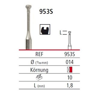 Diamond bur for micropreparation - lens 953S, turbine FG