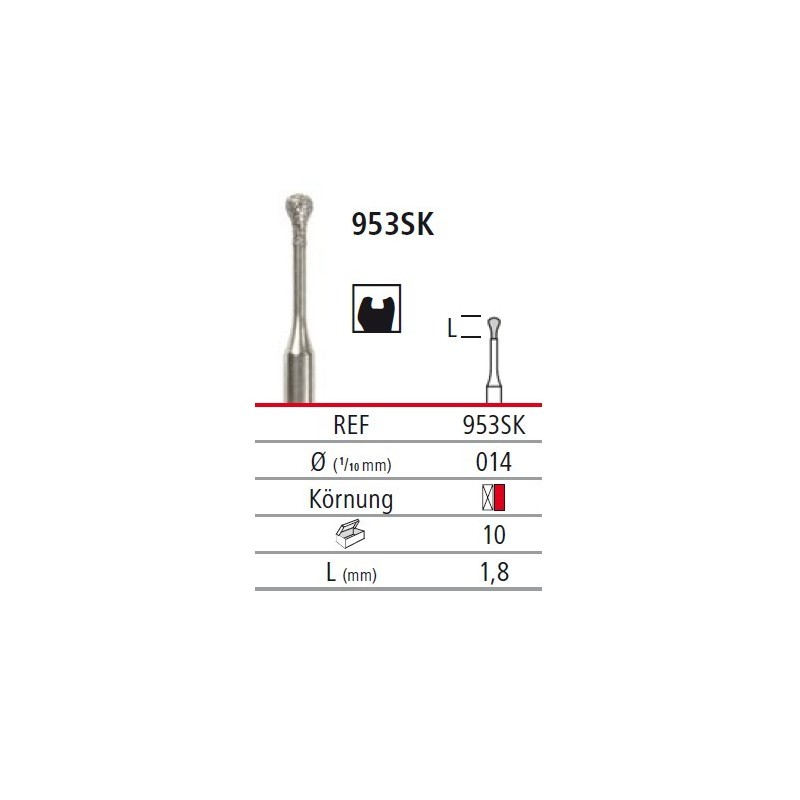 Diamond bur for micropreparation - pear 953SK, turbine FG