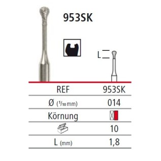 Diamond bur for micropreparation - pear 953SK, turbine FG