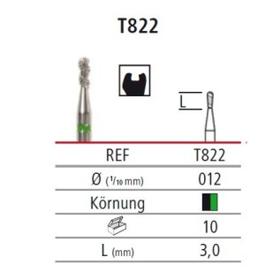Diamond bur - inverted pear Turbo T822, turbine FG