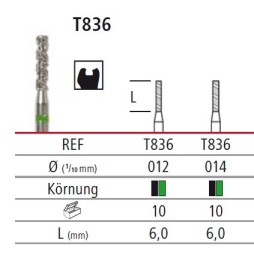 Diamond bur - cylinder Turbo T836, turbine FG