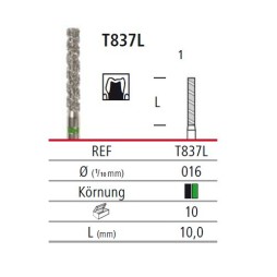Diamond bur long cylinder - Turbo T837L, turbine FG