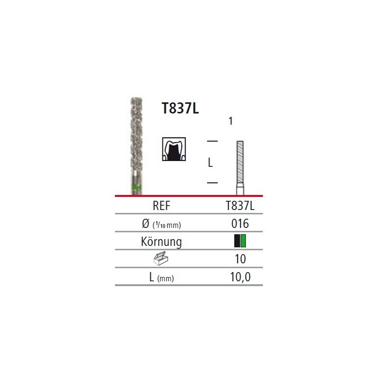 Diamond bur long cylinder - Turbo T837L, turbine FG Diamond bur long cylinder - Turbo T837L, turbine FG